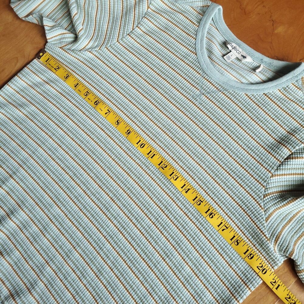 Toad &Co Foothill Long Sleeve Crew II Womens L Green Stripe Thermal Waffle Knit - Picture 8 of 9